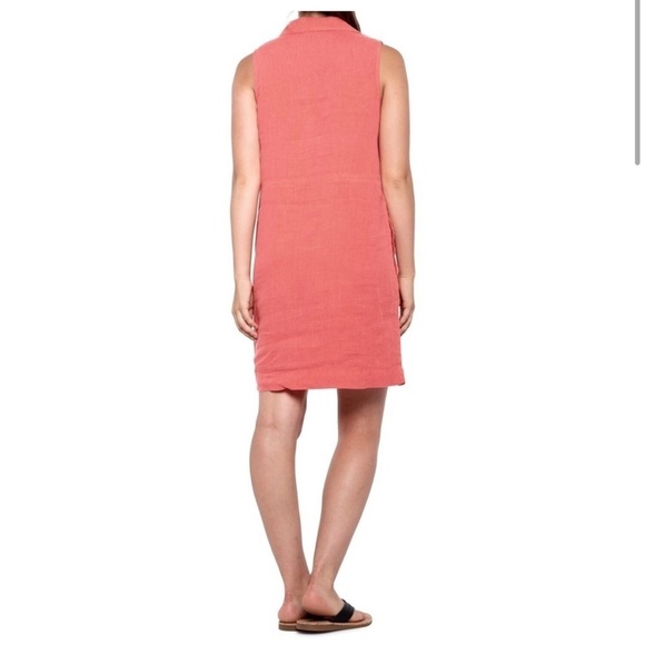 C&C California | Sleeveless 100% Linen Dress w. Collar in Coral Size 10 Summer - Picture 2 of 9